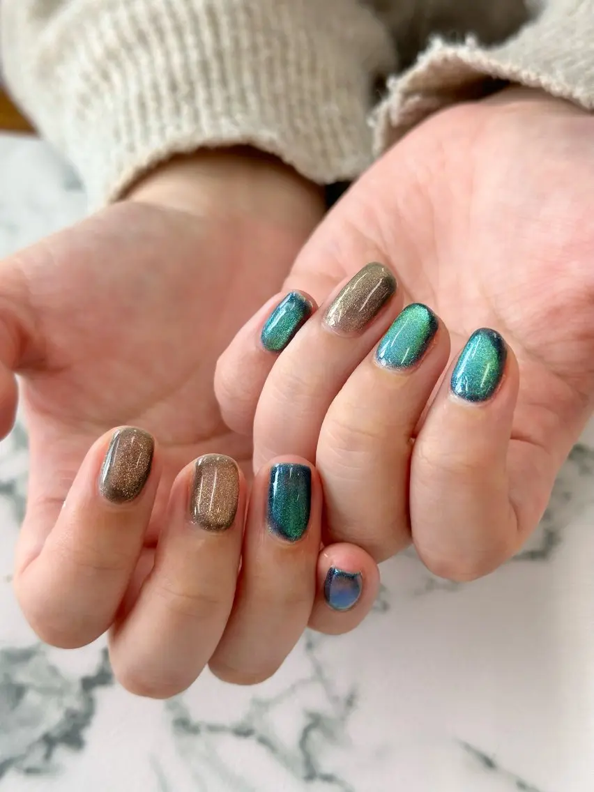ネイル キラキラネイル マグネットネイル salon iris 🦋北広島市大曲のネイルデザイン