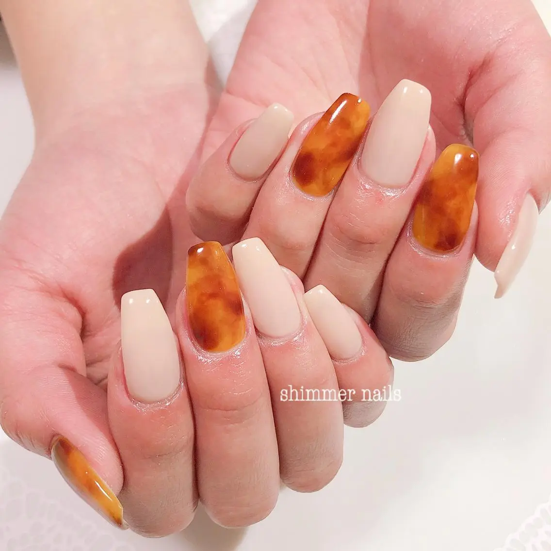 ネイル べっ甲ネイル shimmer nailsのネイルデザイン