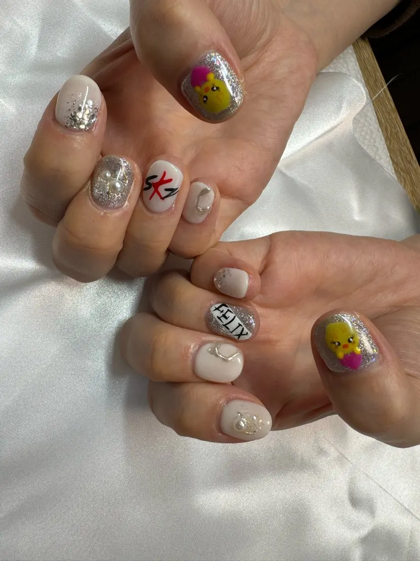ネイル アートネイル フレンチネイル 韓国ネイル マグネットネイル 持ち込み MH_ Nailのネイルデザイン