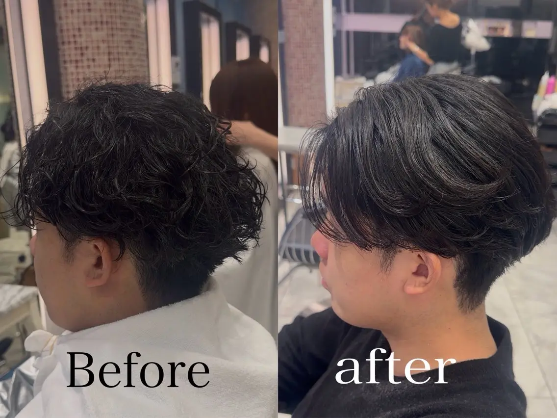 ショート パーマ メンズ メンズパーマ 縮毛矯正 カット パーマ 🐉メンズ|🎸 毛流れパーマ|綱島のヘアスタイル