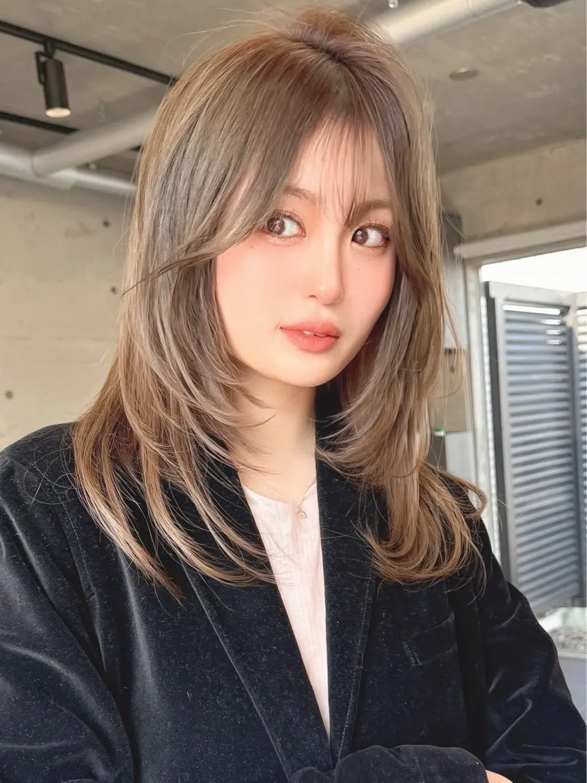 ミディアム カット ヘアカラー トリートメント 似合わせ松本 容政のヘアスタイル