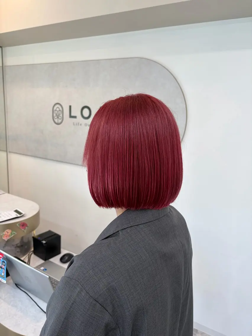 カラー ピンクカラー ボブ ヘアカラー LOA Ririのヘアスタイル