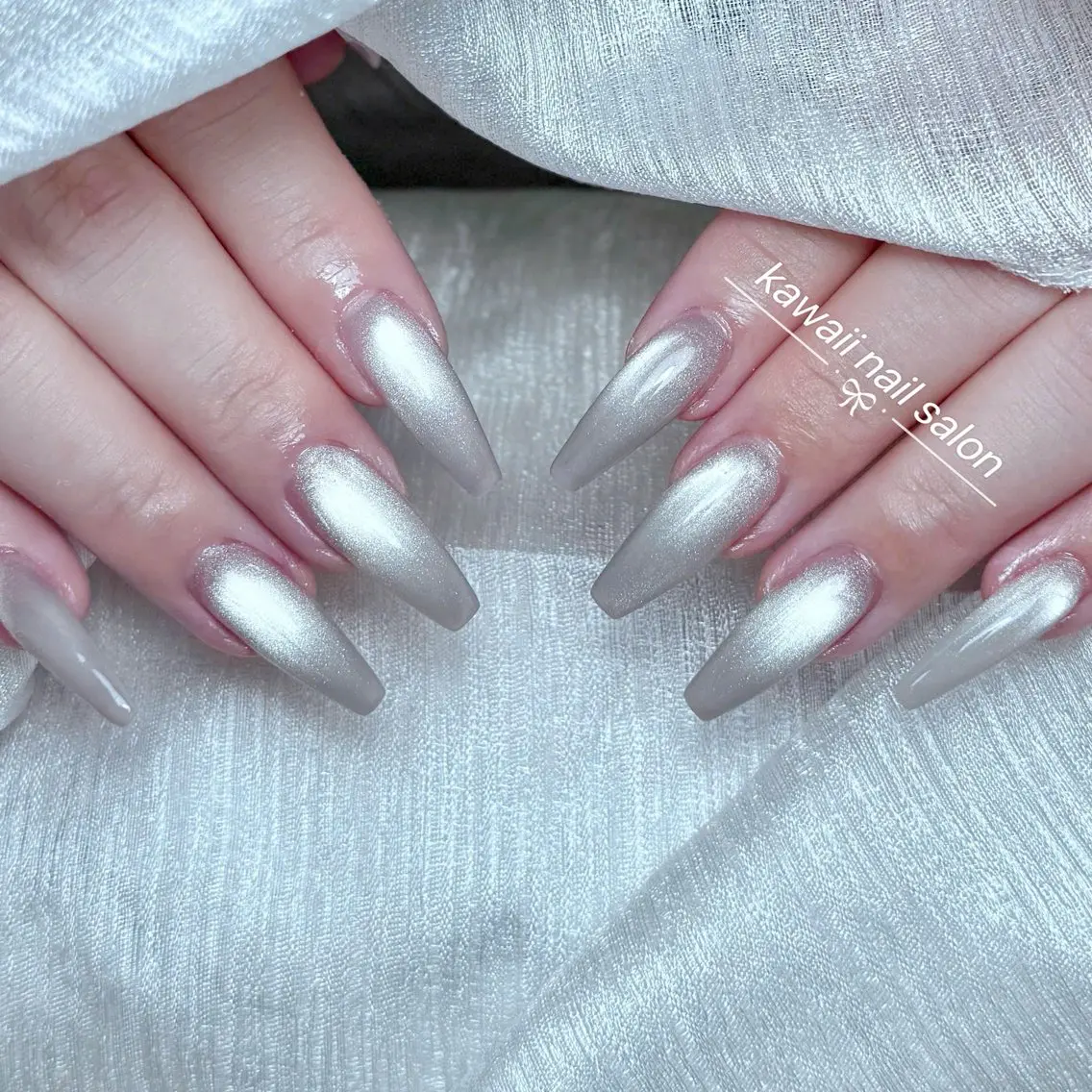 ネイル 長さ出し キラキラネイル ロングネイル マグネットネイル 持ち込み Kawaii Nail Salonのネイルデザイン