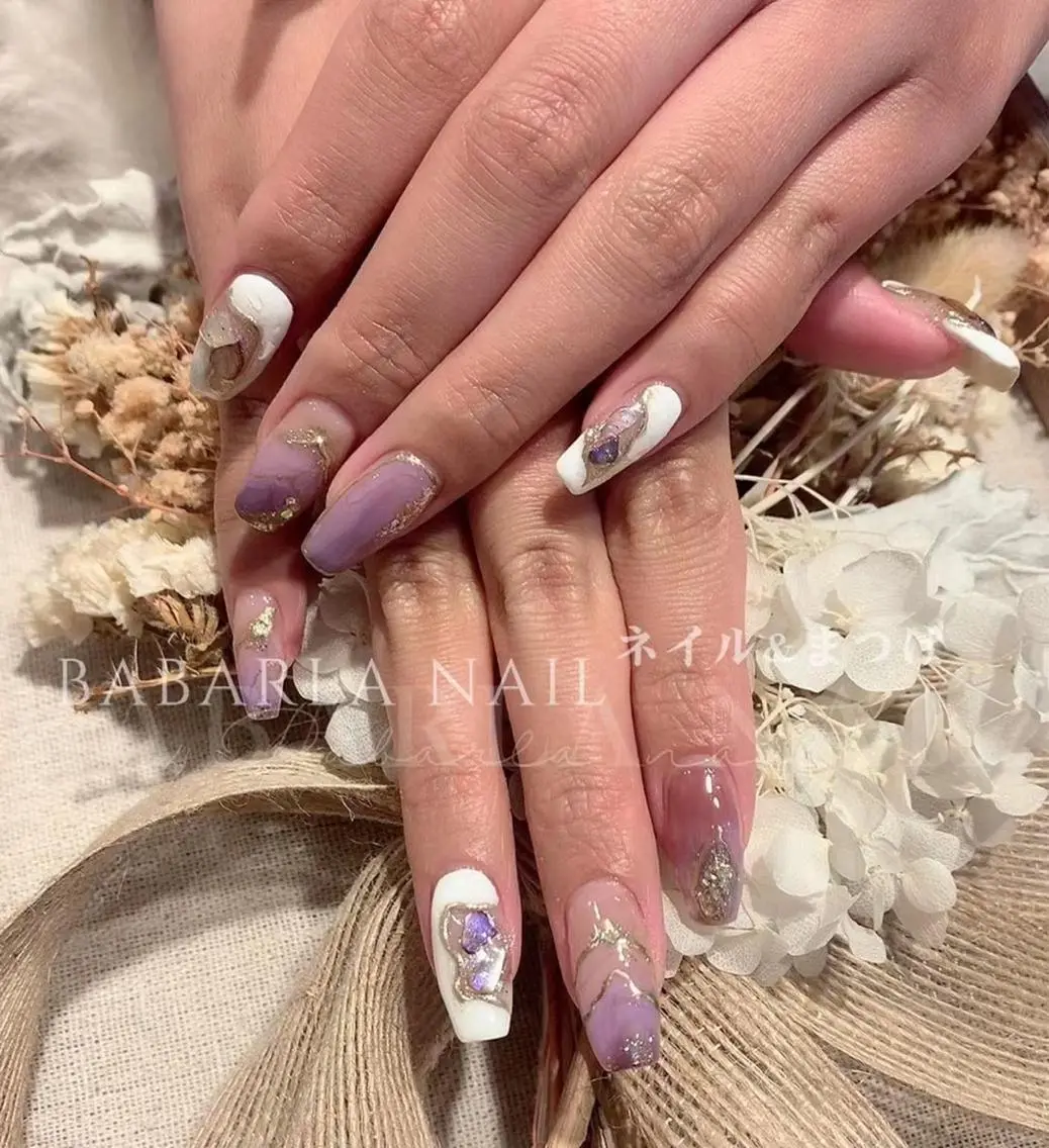 ネイル 大理石ネイル(マーブル) ストーンネイル Babarla Nailのネイルデザイン