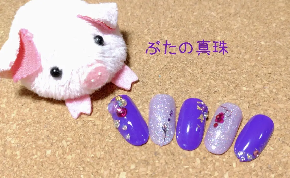 ネイル パープル ハンドネイル 林 珠里のネイルデザイン