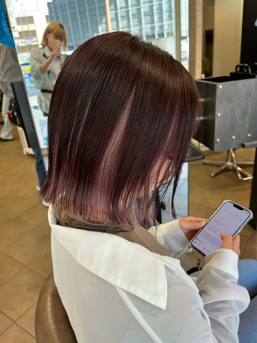 ミディアム ケアカラー トリートメント カット ヘアカラー 濱川 良栄のヘアスタイル