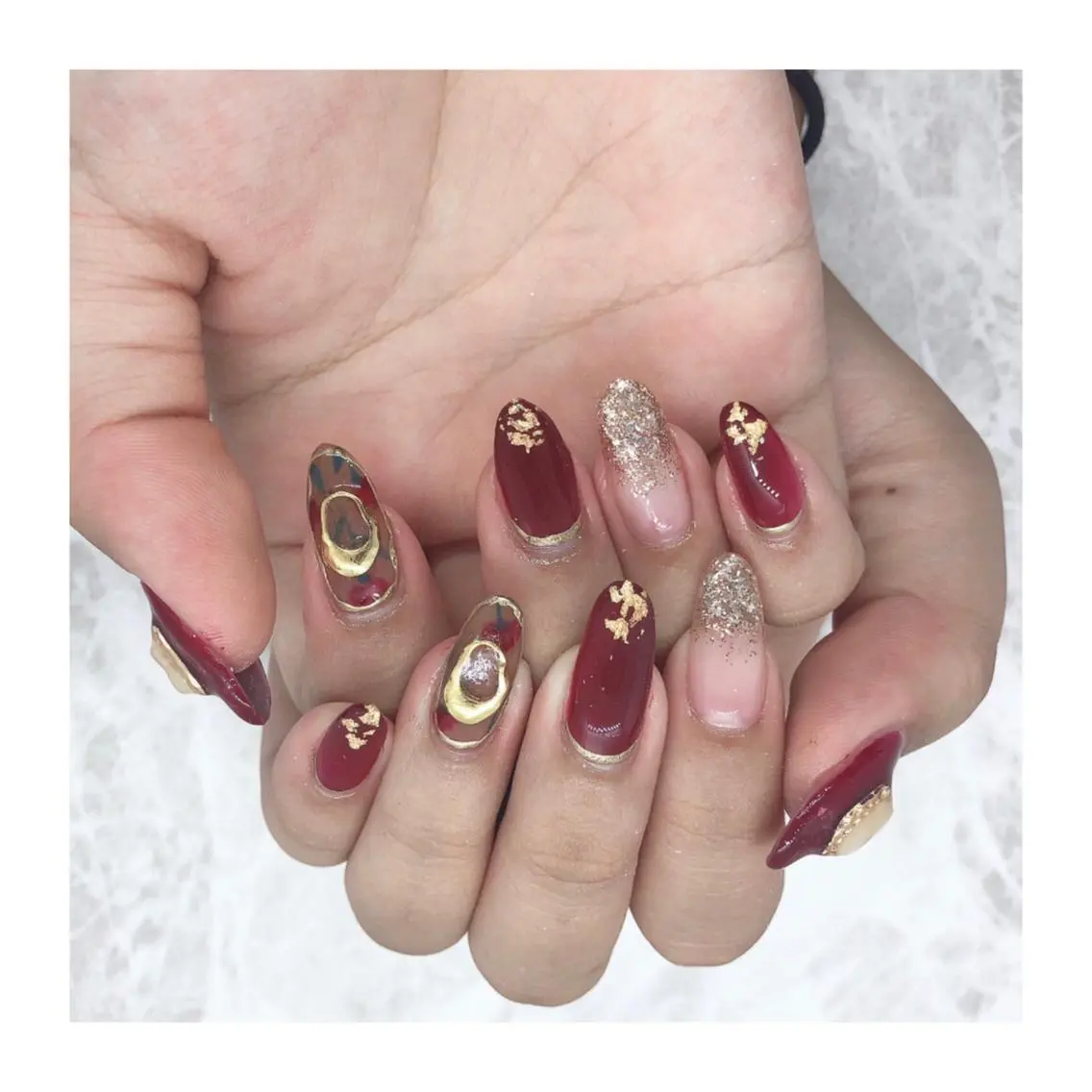 ネイル ボルドー ハンドネイル Nailsalon -Aのネイルデザイン