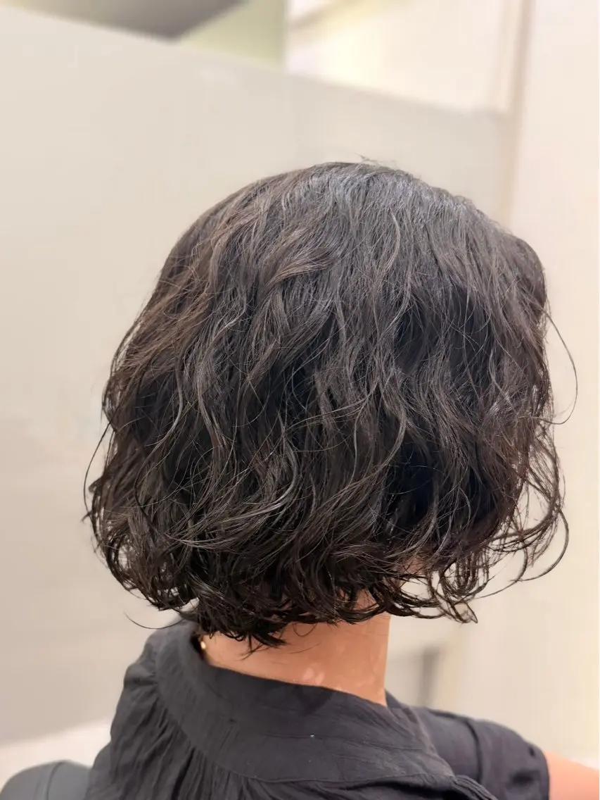 ショート パーマ ボブ 似合わせカット ニュアンスパーマ カット パーマ TheEctQ'n Ayane/心斎橋のヘアスタイル