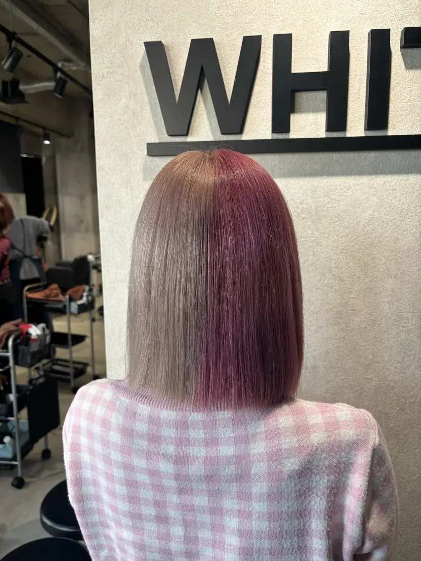 ミディアム カラー ベージュカラー ピンクカラー ホワイトベージュ カット ヘアカラー トリートメント _WHITE / KENTOのヘアスタイル