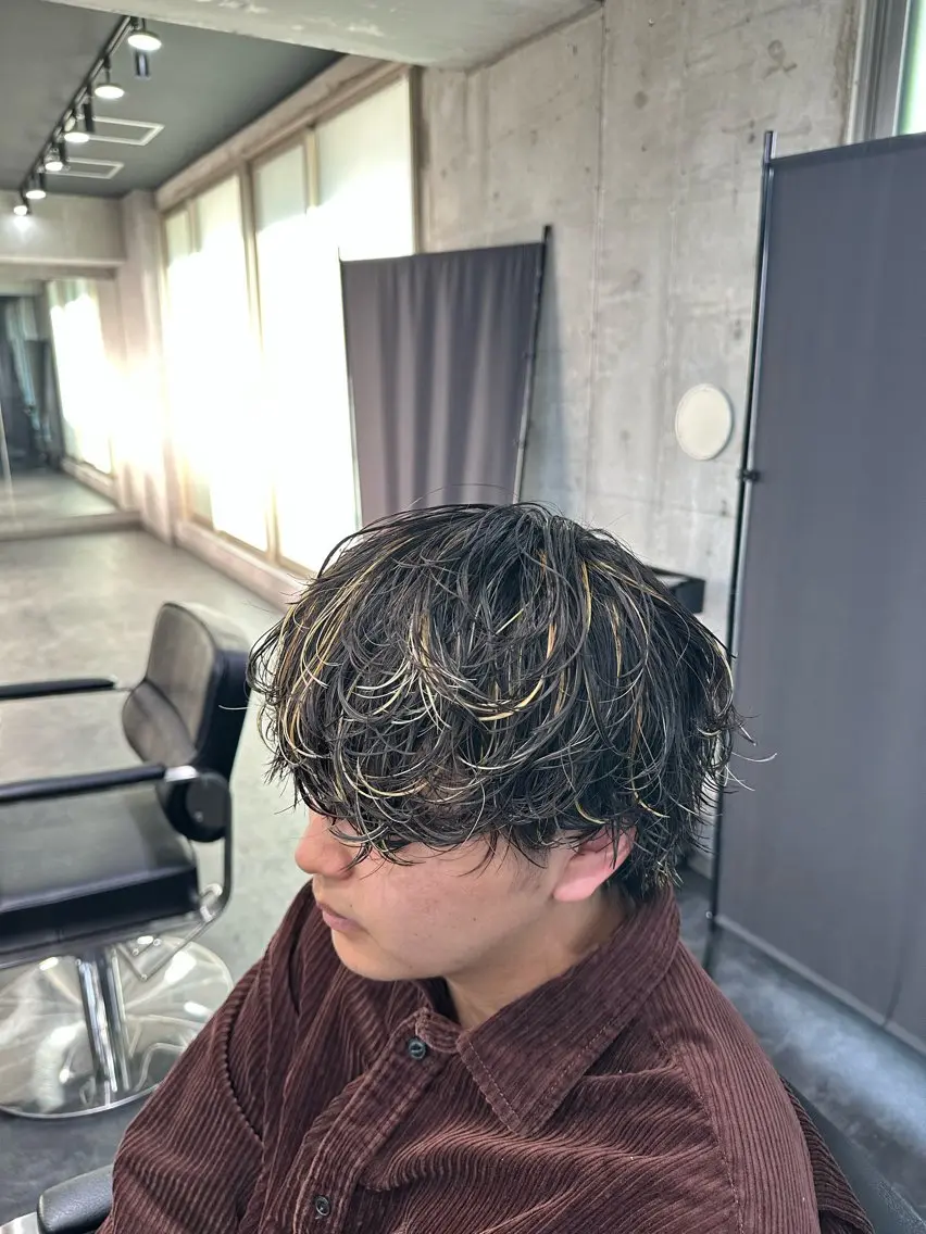 パーマ メンズ カット パーマ 深野 ちさとのヘアスタイル