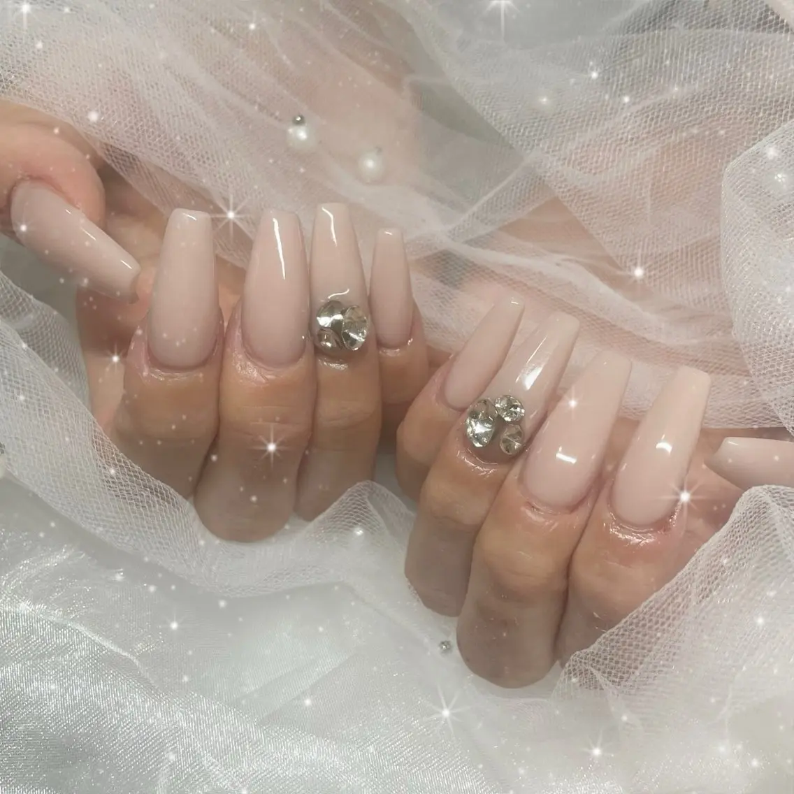 ネイル ワンカラーネイル スカルプネイル ハンドネイル Blue daisy RIN🎀のネイルデザイン