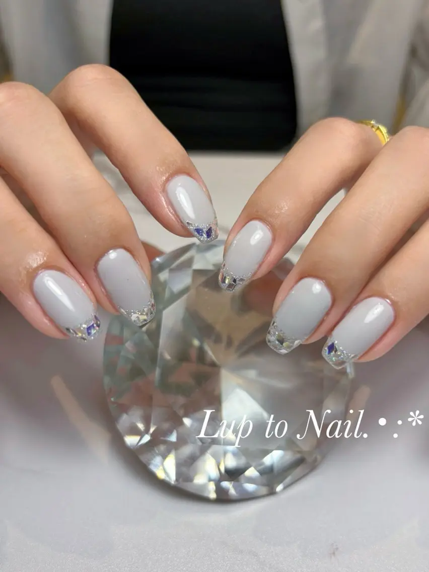 ネイル フレンチネイル ガラスフレンチ 春ネイル Lupto nail 【Jr.リカ】のネイルデザイン
