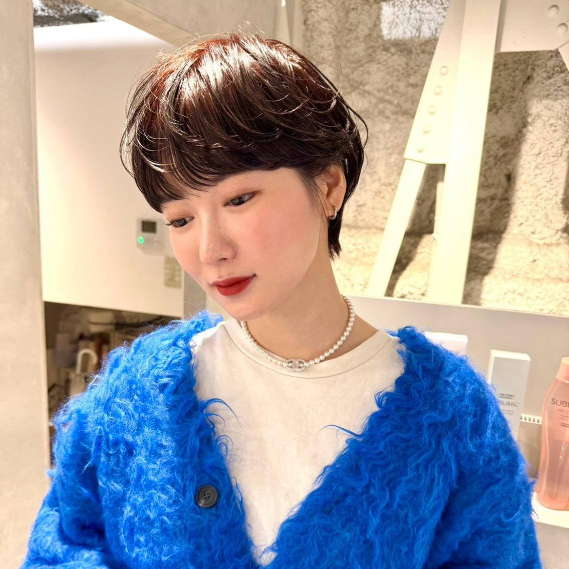 ショート カラー ブラウンカラー ダークブラウン 似合わせカット ショートヘア カット ヘアカラー 骨格診断で絶対可愛い ✨丸みショート✨凌弥のヘアスタイル