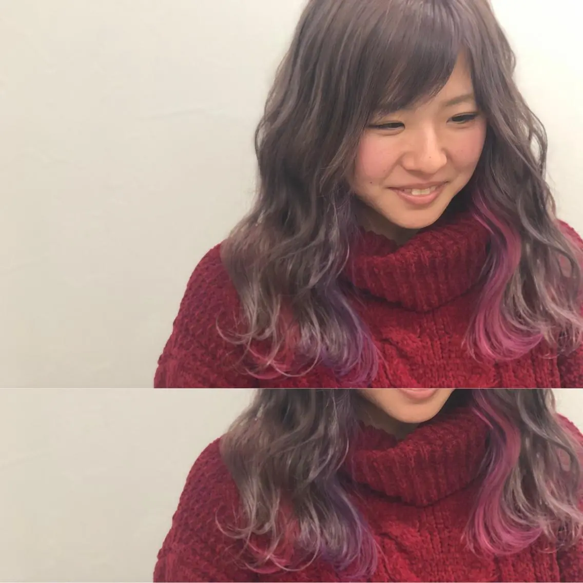 セミロング カラー グレージュ ピンクカラー パープルカラー BREK 袋井店のヘアスタイル