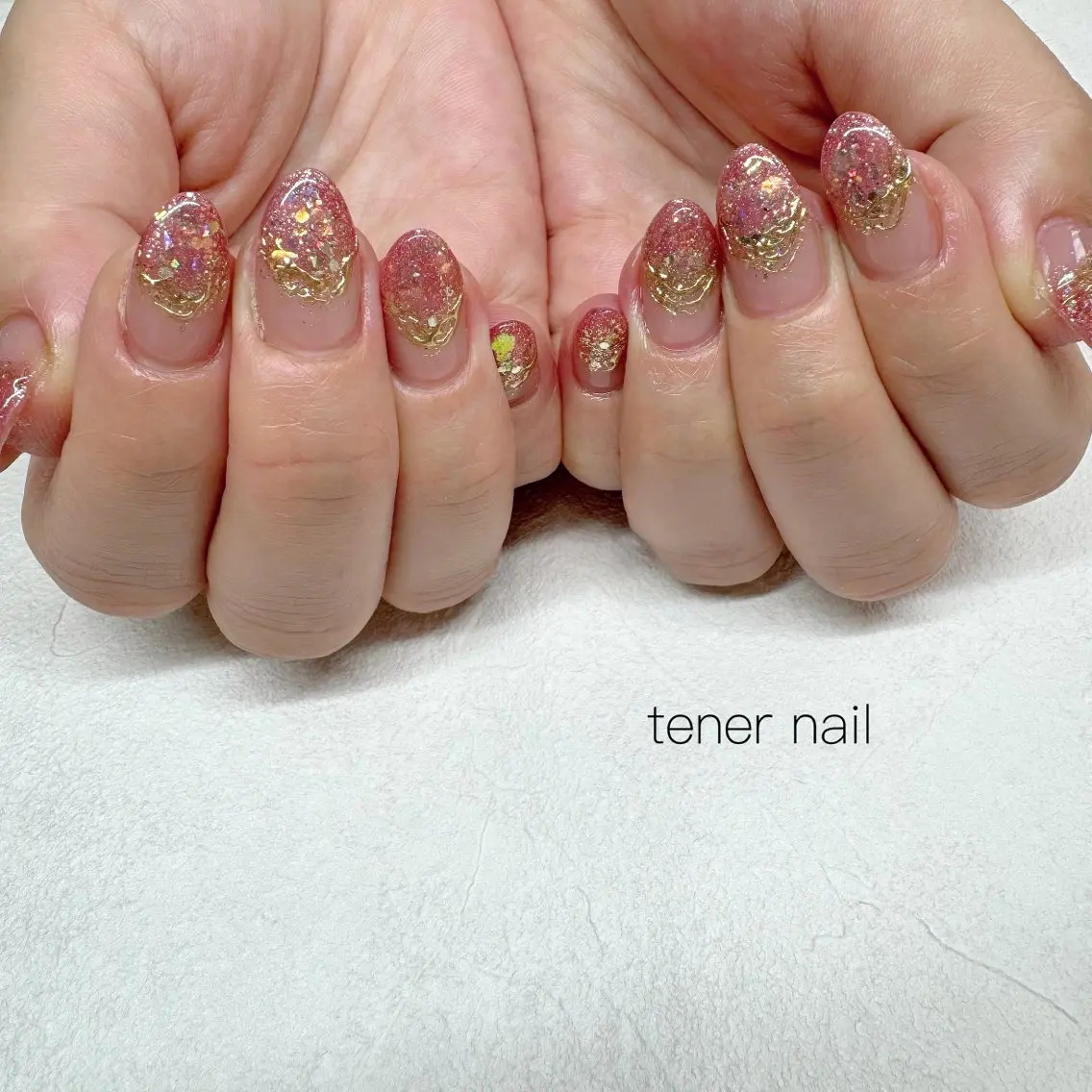ネイル フレンチネイル キラキラネイル ハンドネイル テネルネイル tener nailのネイルデザイン