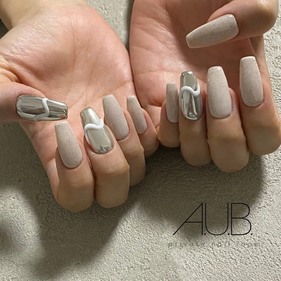 ネイル ミラーネイル ハンドネイル A.U.B. satoのネイルデザイン