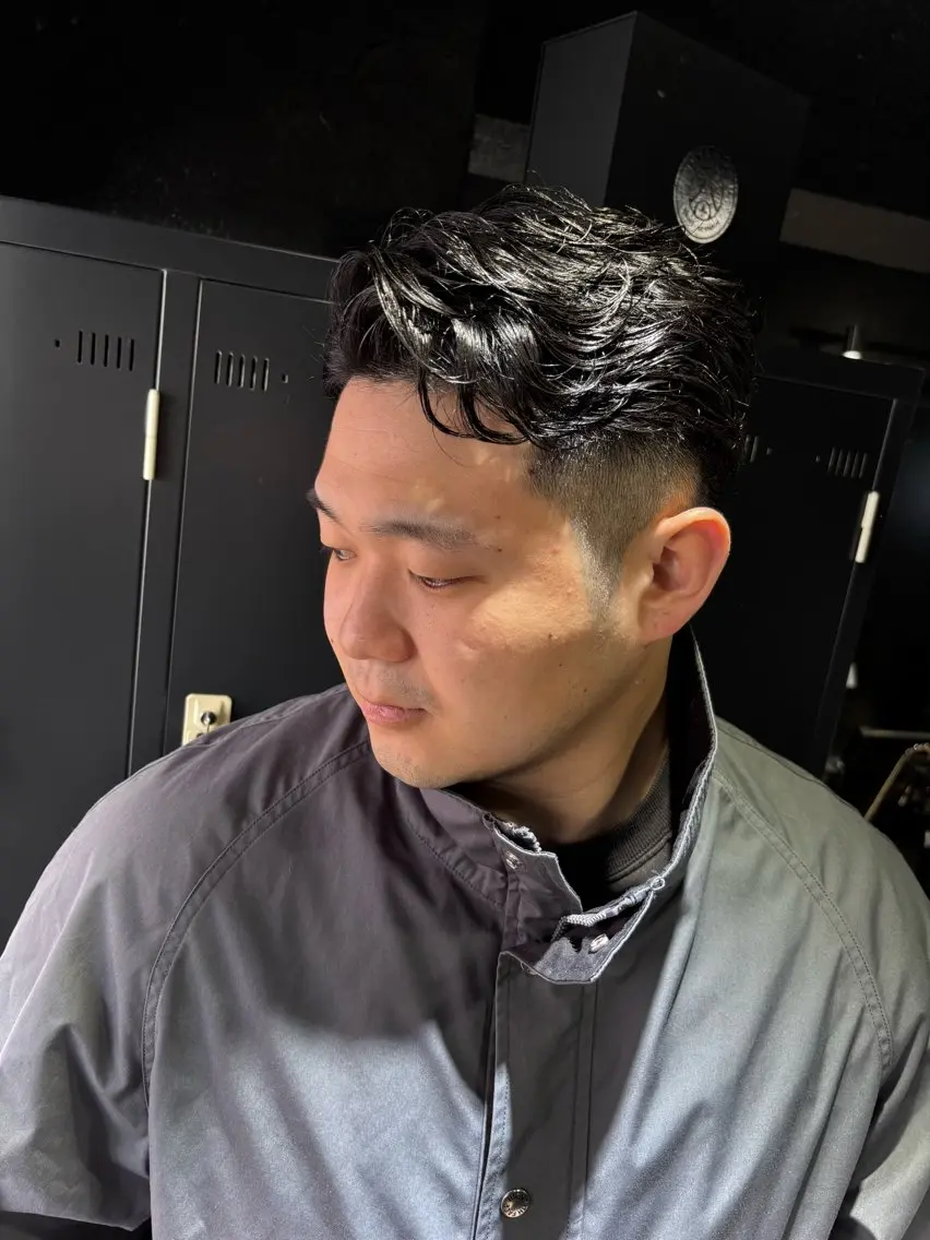ショート メンズ カット パーマ トリートメント ヘアセット メンズパーマ/難波/ 心斎橋　室園亮佑のヘアスタイル