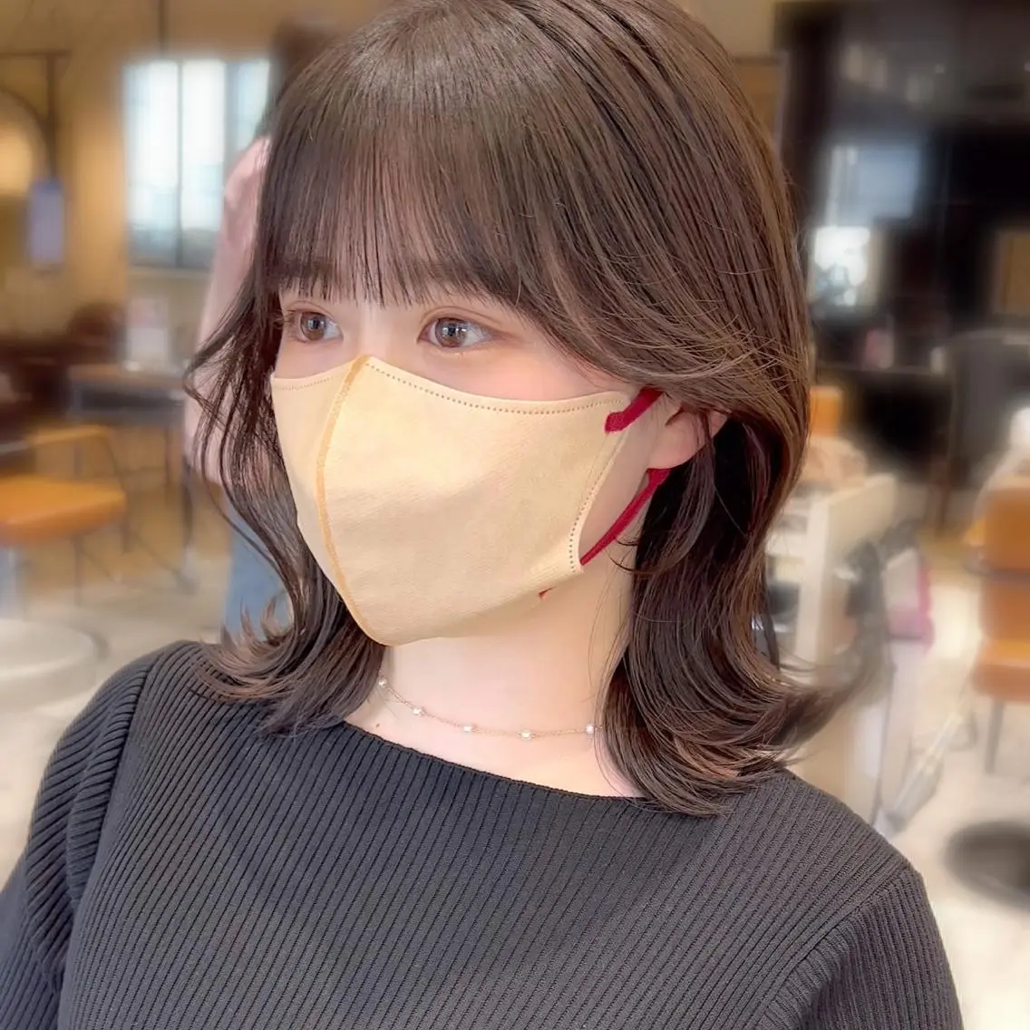 ミディアム カラー パーマ ヘアアレンジ イルミナカラー くびれヘア 顔周りカット 髪質改善 韓国風ヘア 骨格別小顔カット/ 顔周りカット/金井のヘアスタイル