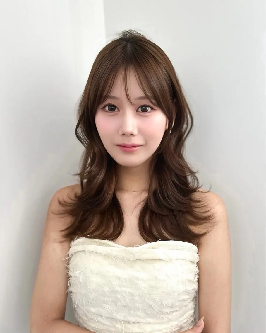 セミロング 顔周りカット 韓国風ヘア レイヤーカット カット ヘアカラー トリートメント ヘッドスパ ヘアセット 前髪顔まわりカット 🌈中村海聖のヘアスタイル
