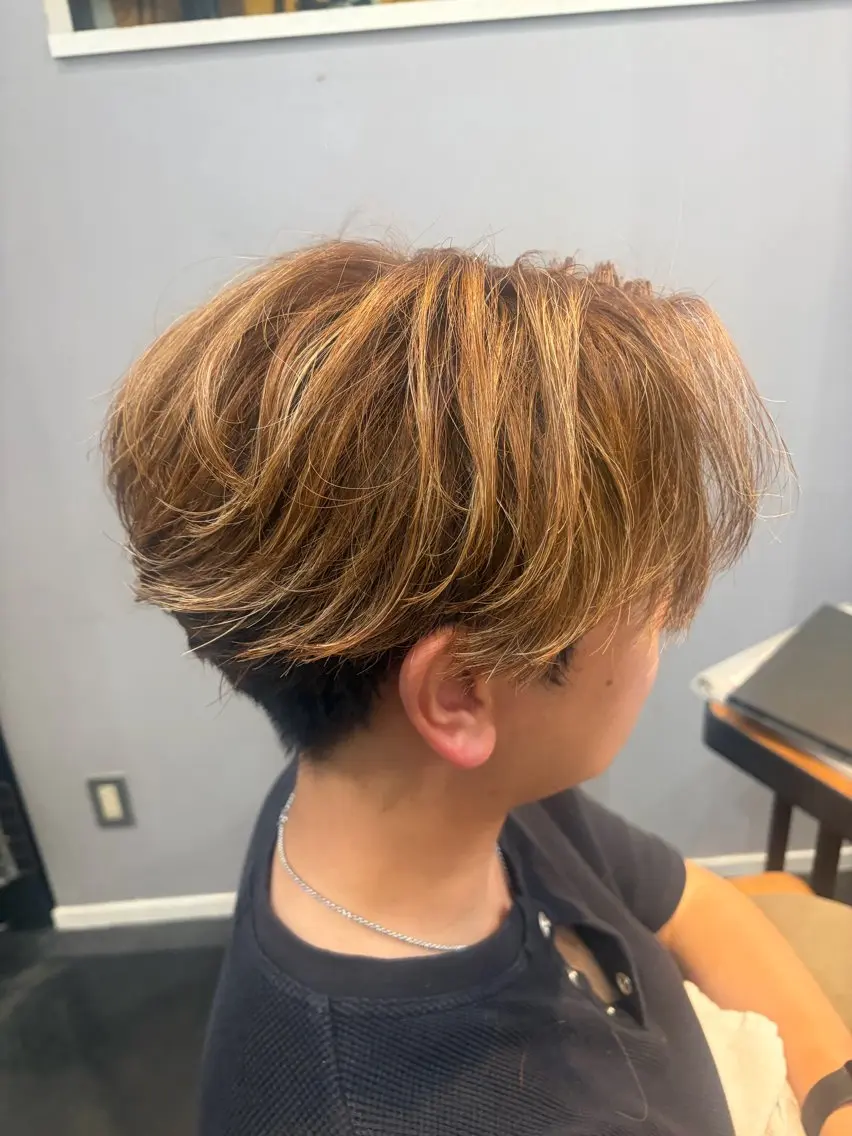 パーマ メンズ フェザーパーマ メンズパーマ 田邉 莉陸のヘアスタイル