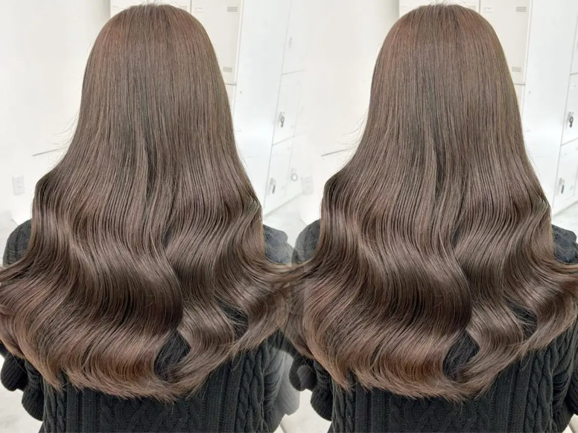 ロング 顔周りカット 韓国風ヘア レイヤーカット ローレイヤー 似合わせカット カット ヘアカラー トリートメント 顔まわりレイヤー/諒 オリーブカラー/天神のヘアスタイル