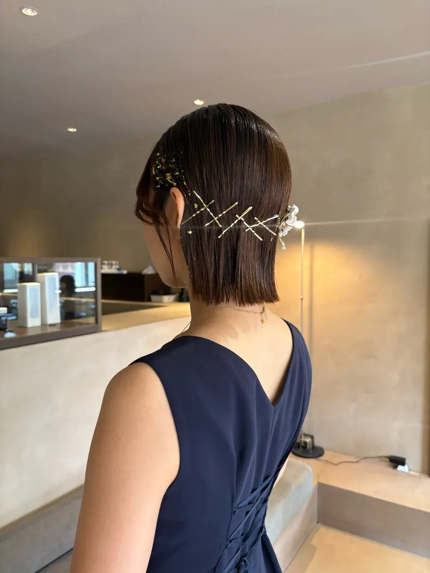 ヘアアレンジ ヘアセット ボブ/ヘアセット 結婚式卒業式アレンジのヘアスタイル