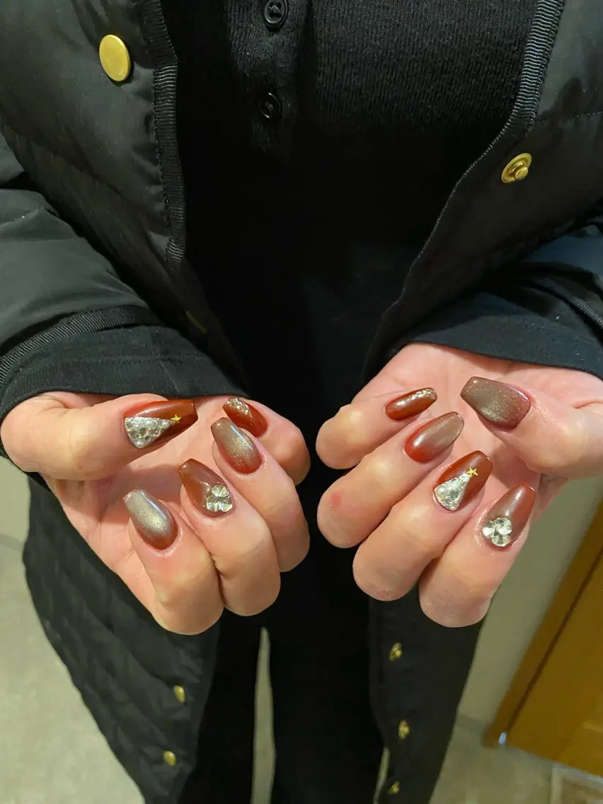 ネイル ボルドー 冬ネイル クリスマス KAONAIL 入間店【rio】のネイルデザイン