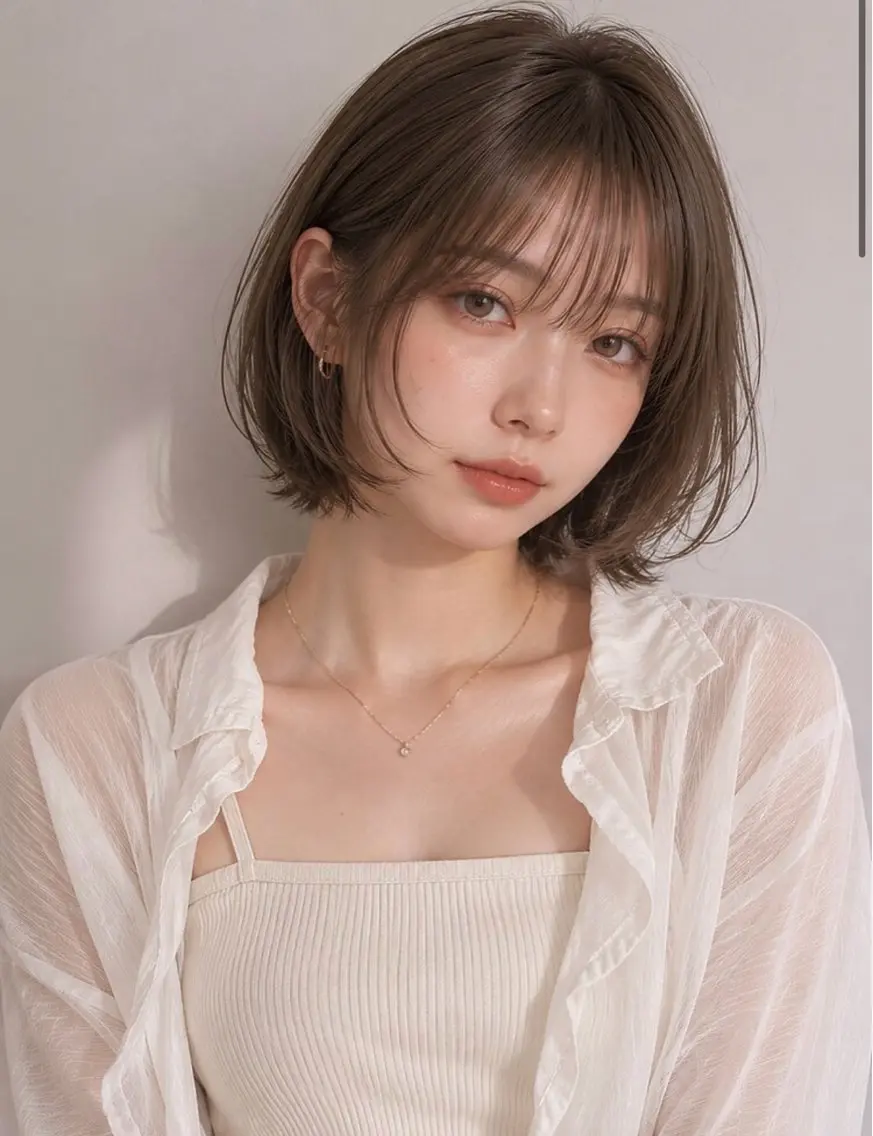 ショート 顔まわりレイヤー 顔周りカット 髪質改善 韓国風ヘア レイヤーカット カット ヘアカラー カノエ大濠店 / RIRIのヘアスタイル