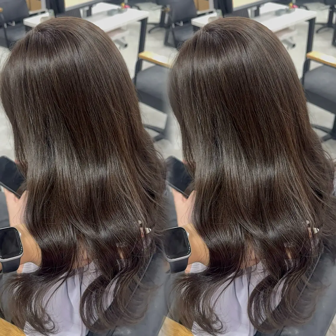 ロング カラー アッシュ アッシュブラウン ベージュカラー 黒髪 ブリーチ 赤み無し柔らかカラー 【梅田】madokaのヘアスタイル