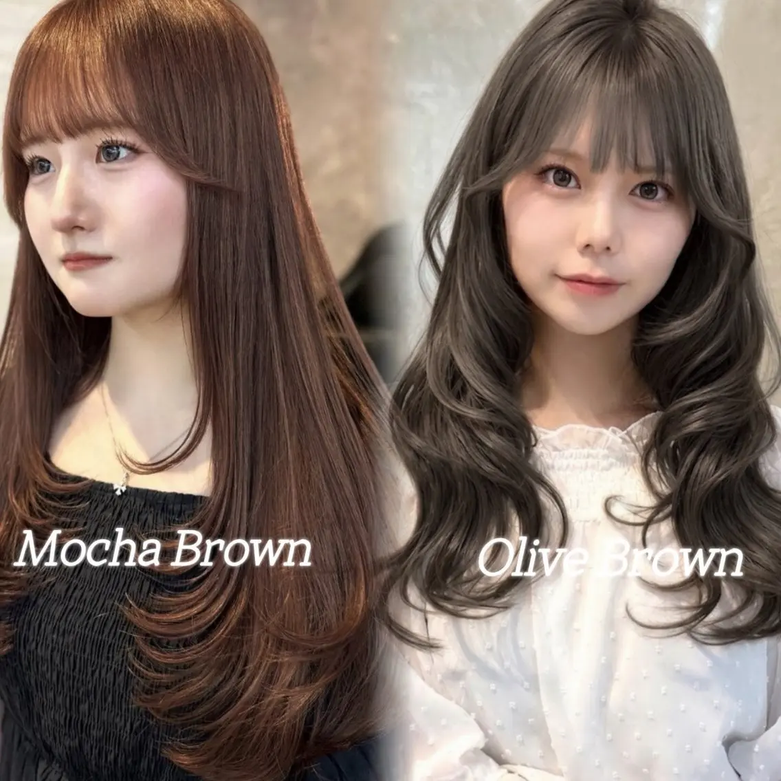 ロング カラー ブラウンカラー モカブラウン オリーブブラウン 🤍りな透明感カラー 特化大宮🤍のヘアスタイル