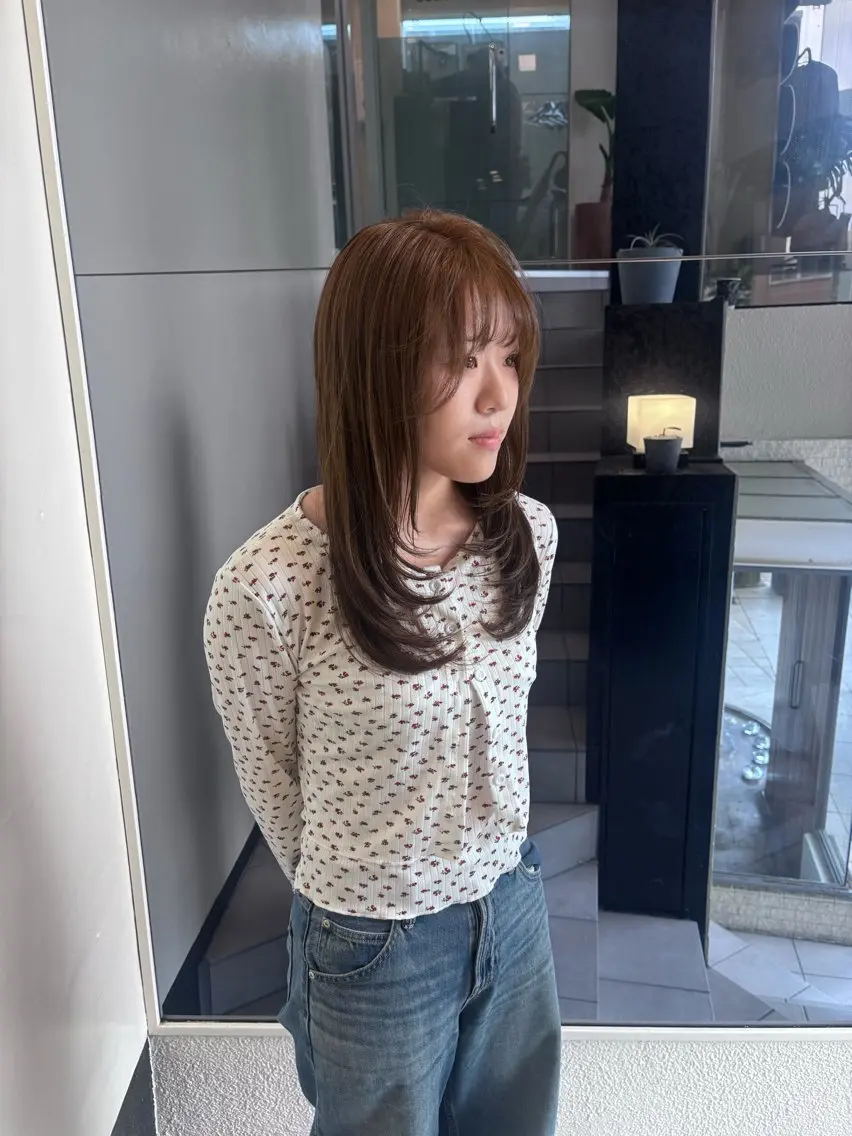 セミロング カット ヘアカラー トリートメント 竹田 佳奈のヘアスタイル