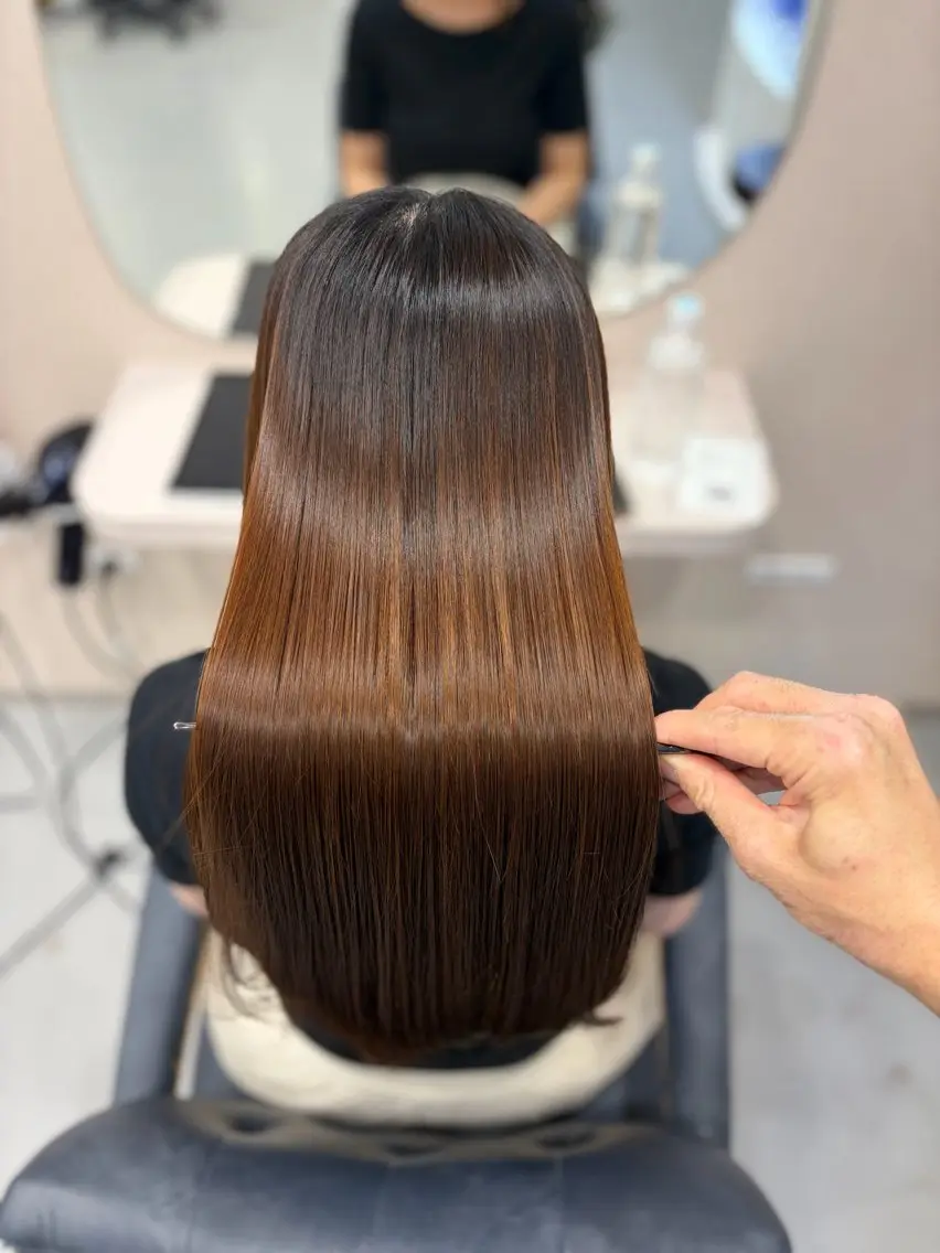 ロング パーマ 伸ばしかけ 髪質改善 縮毛矯正 ストレートパーマ 中谷 ショウゴのヘアスタイル