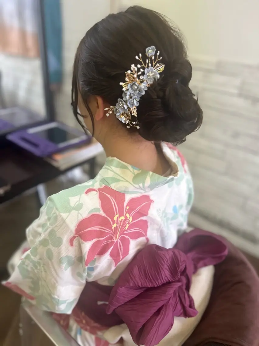 カラー ヘアアレンジ ブラウンカラー ナチュラルブラウン 浴衣 中原 梨沙のヘアスタイル