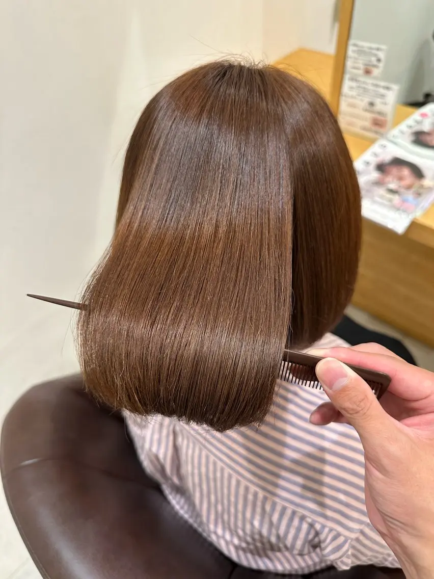 ショート 髪質改善 縮毛矯正 花華 /九大学研都市 /暖色カラーのヘアスタイル