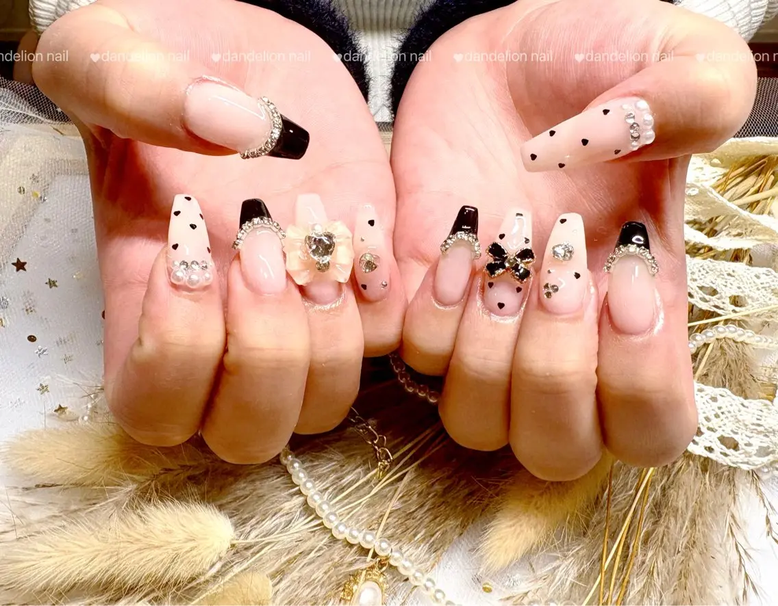 ネイル 持ち込み リボン ハンドネイル dandelion nail北千住のネイルデザイン
