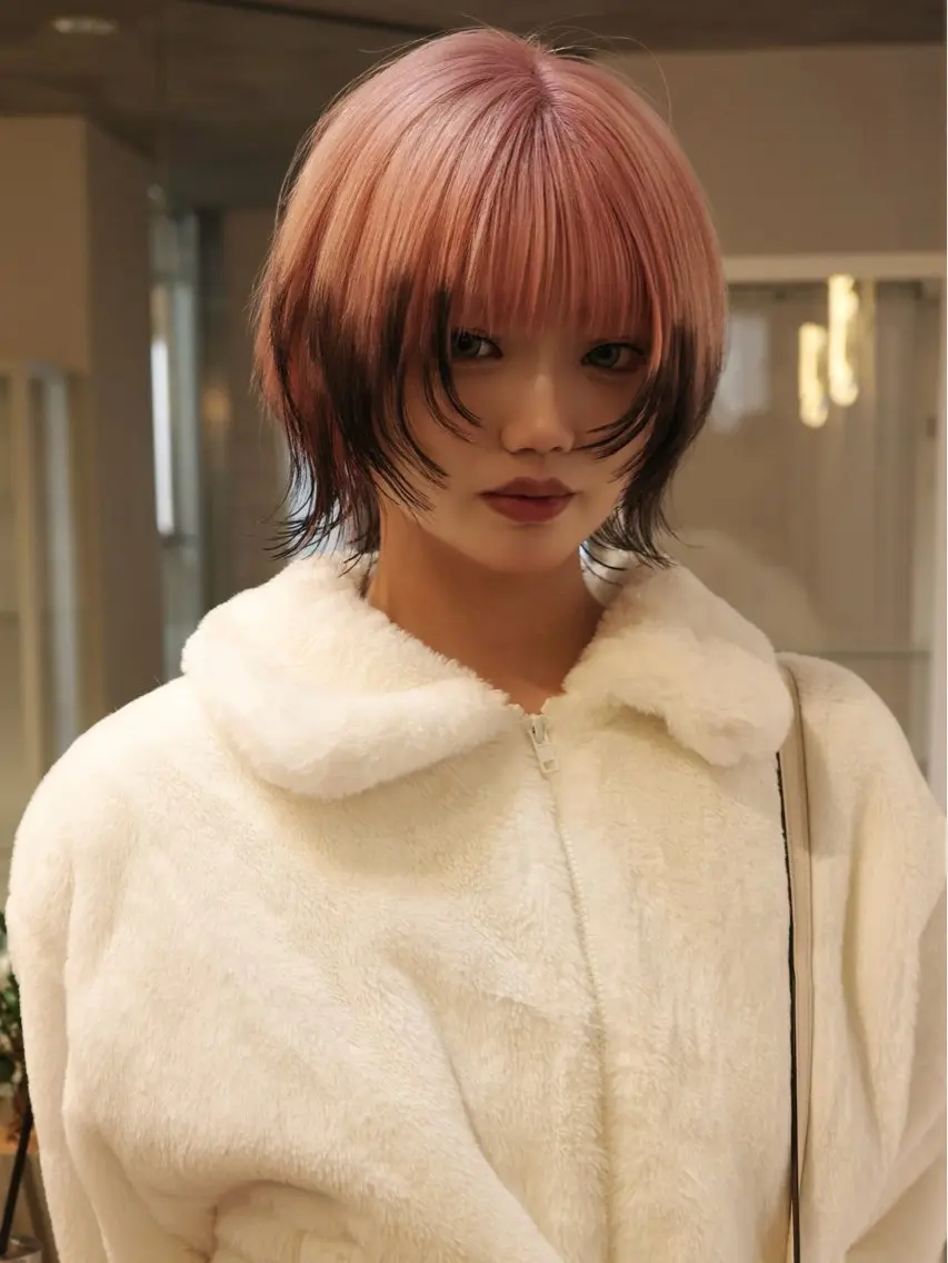 ミディアム カラー ヘアカラー イツク ⚡️ ルーツ/ハイトーンのヘアスタイル