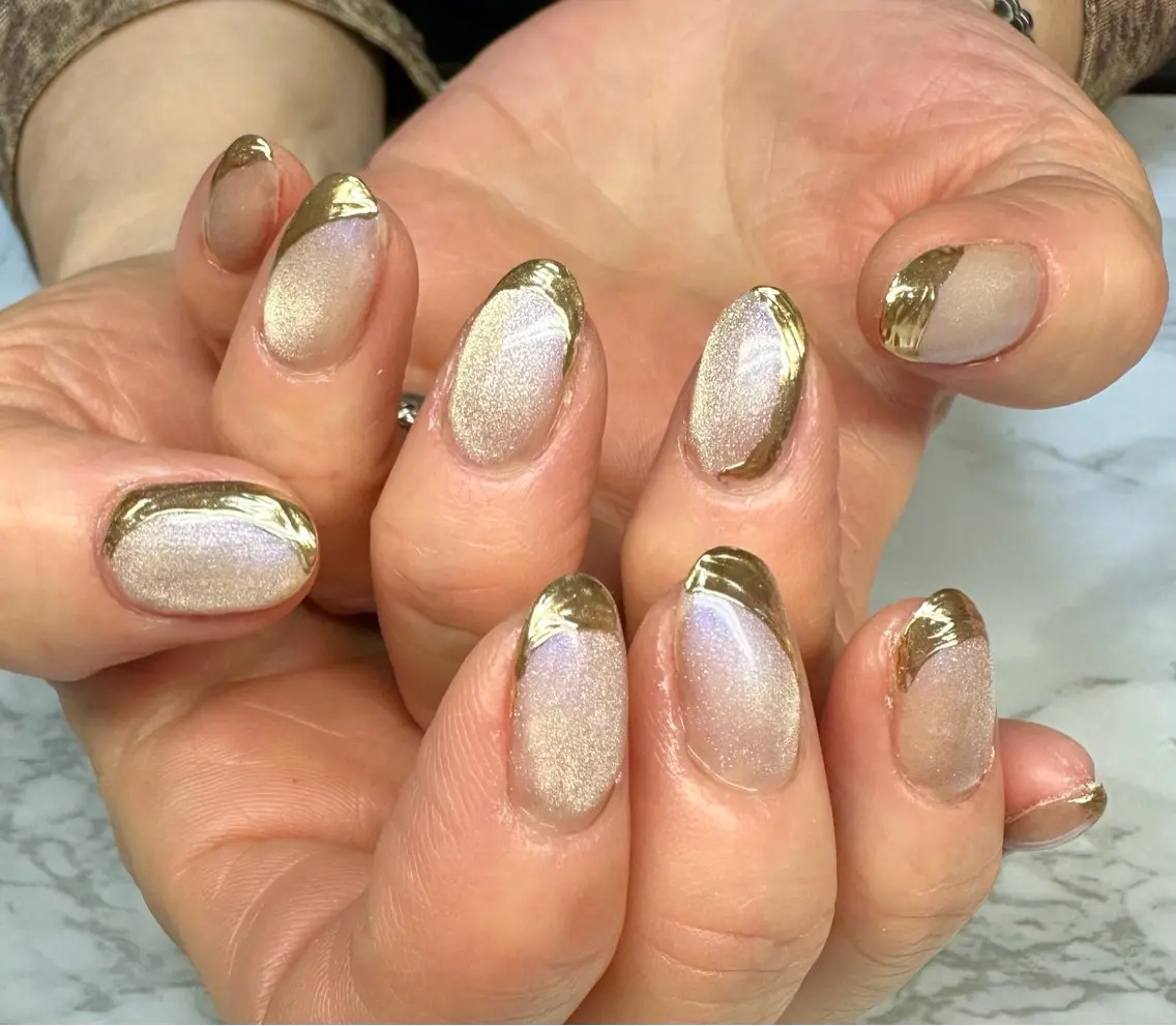 ネイル フレンチネイル マグネットネイル ミラーネイル ニュアンスネイル リボン Mai’s nailのネイルデザイン