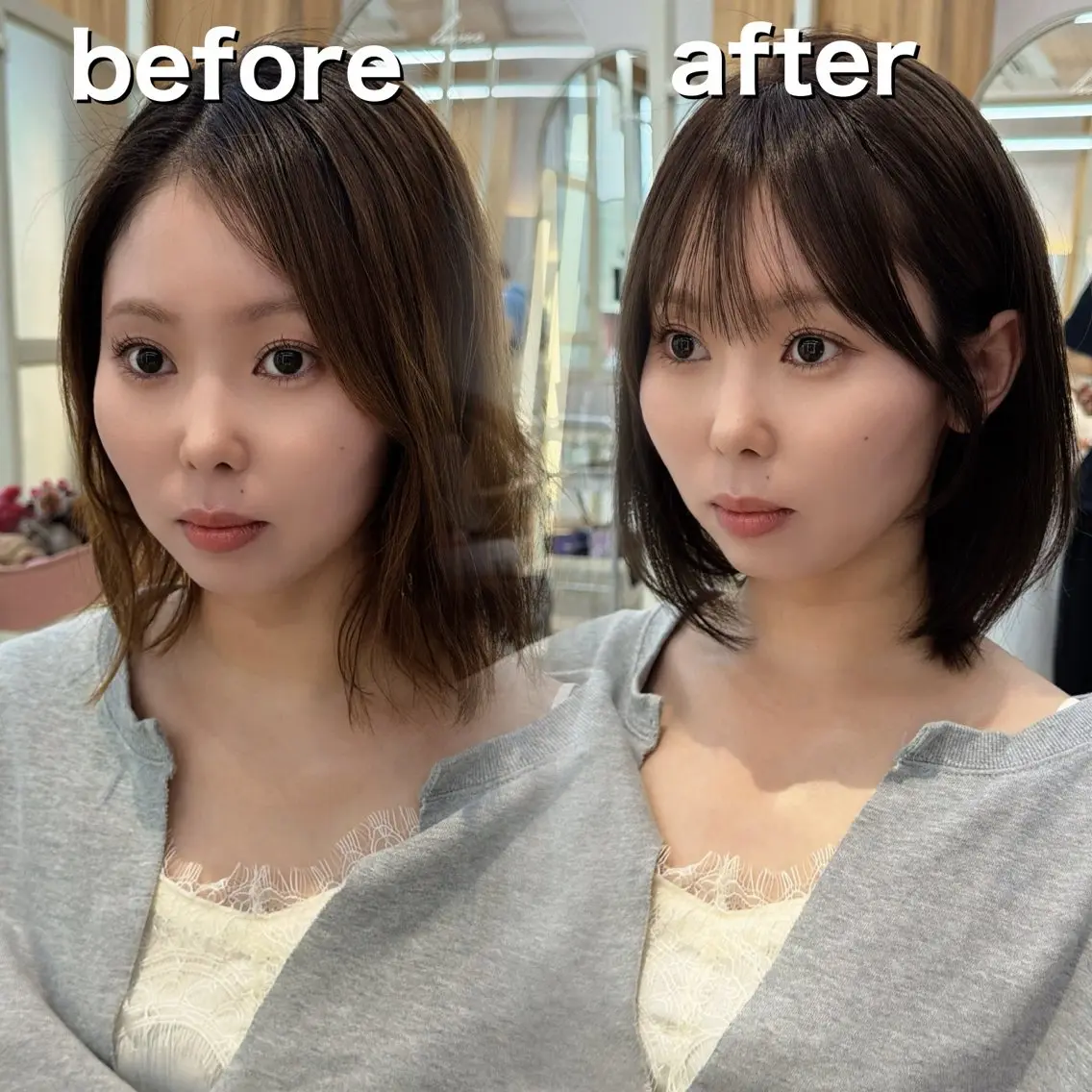 ミディアム カット ヘアカラー トリートメント 顔周り/レイヤー /韓国ヘア/TAKUのヘアスタイル