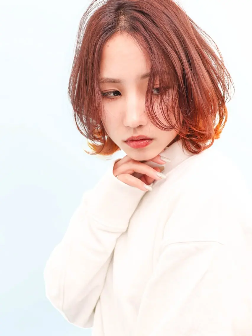 ミディアム カラー パーマ THE USUAL ユージュアルのヘアスタイル