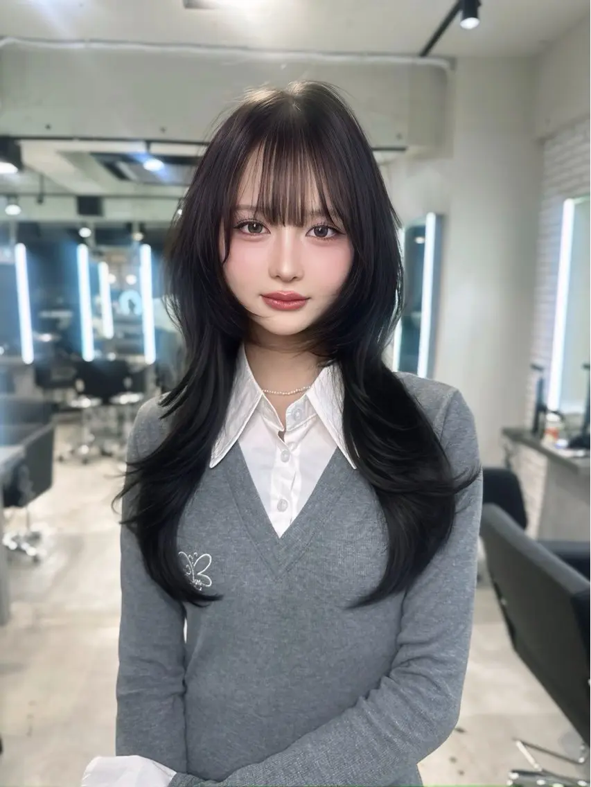 ロング カラー カット ヘアカラー トリートメント 爆美女製造機 レイヤーのプロのヘアスタイル