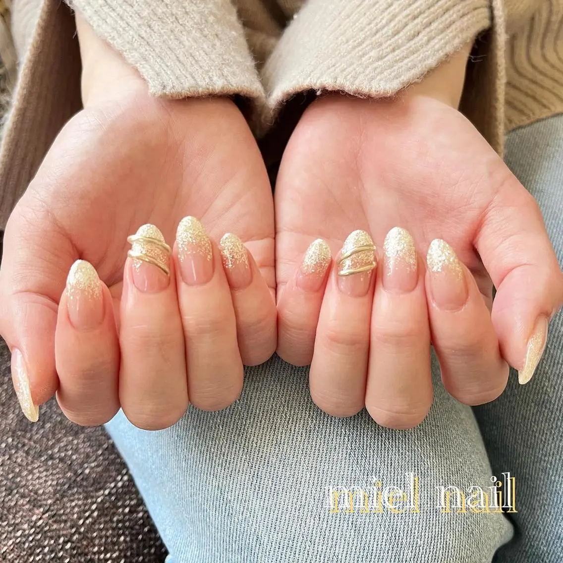 ネイル グラデーション キラキラネイル ラメ(グリッター) ラメグラデーション ミラーネイル miel nailのネイルデザイン