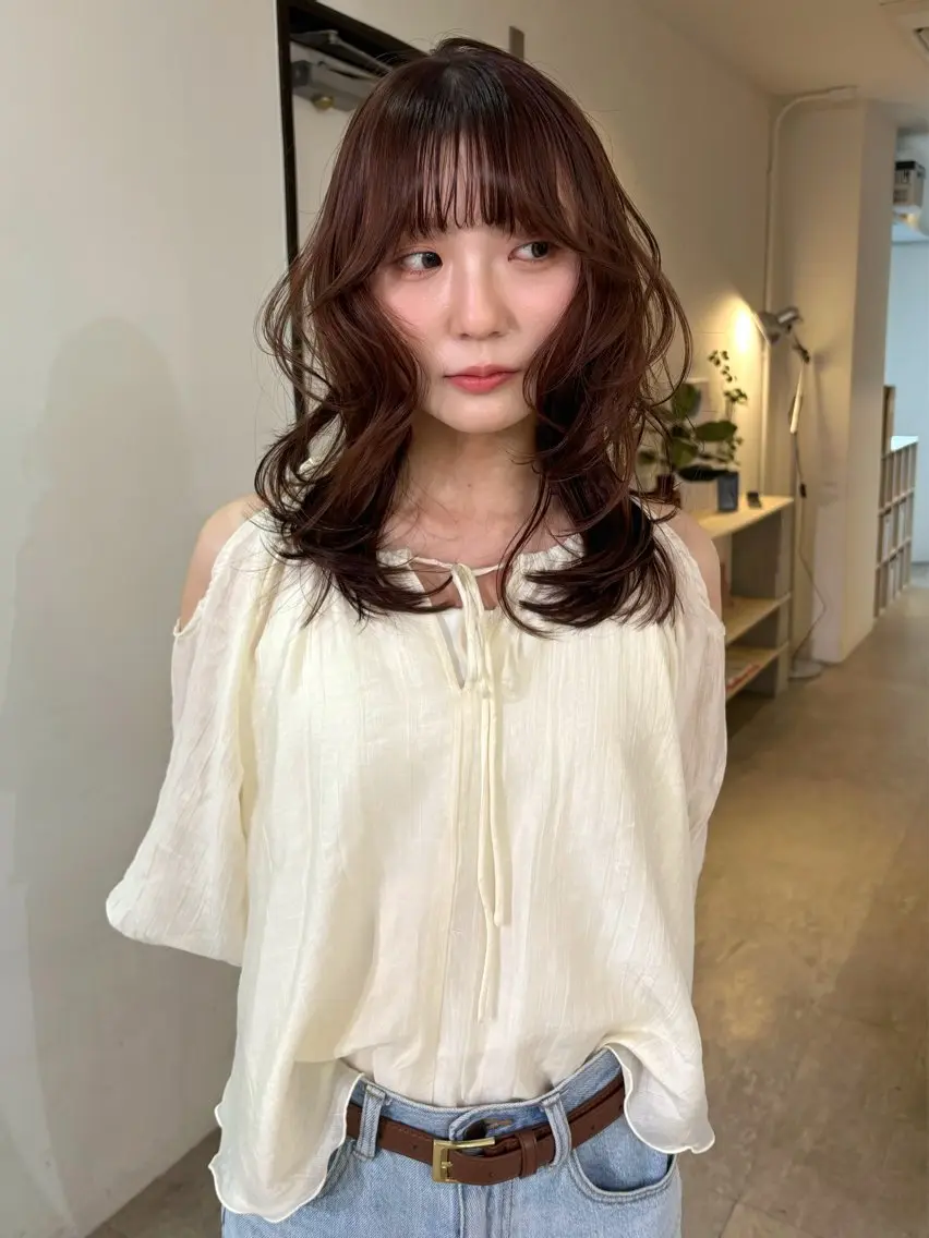 ミディアム カラー カット ヘアカラー mizuki/ピンク ベージュ.レイヤーのヘアスタイル