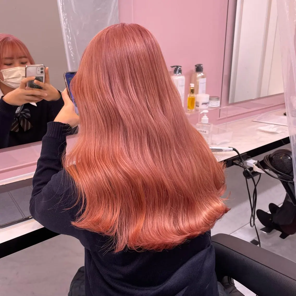 ロング カラー ヘアカラー トリートメント ヘアセット ピンク・ベージュ🩰 カラー🫧とらのヘアスタイル