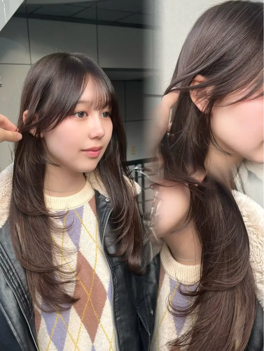ロング レイヤーカット 韓国レイヤー 🤎🦋Harisのヘアスタイル