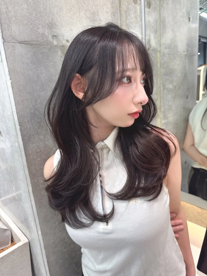 セミロング カラー カット ヘアカラー トリートメント shion 透明感カラーのヘアスタイル