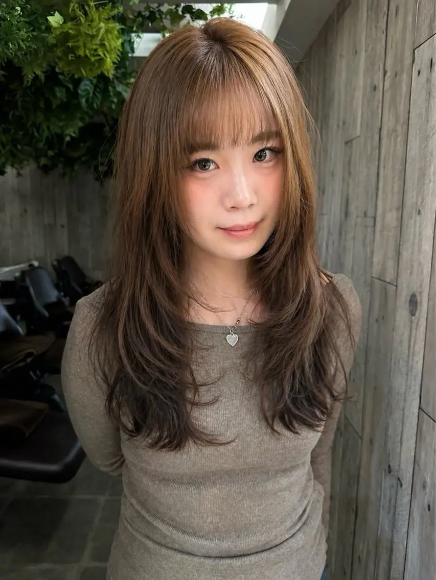セミロング カット ヘアカラー 艶カラー/フェイス レイヤー/たむのヘアスタイル