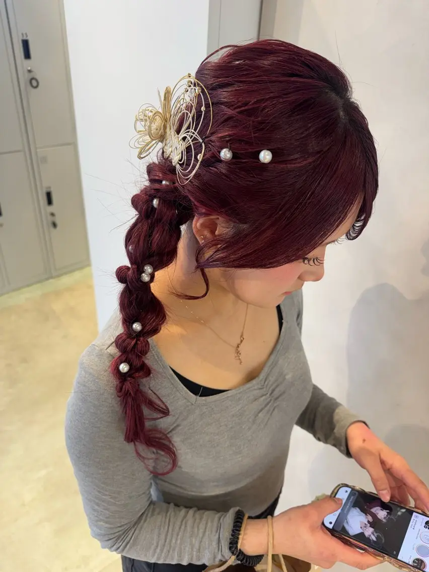 ヘアアレンジ ヘアセット 透明感カラー✨艶髪 制作🌱山根あゆみのヘアスタイル