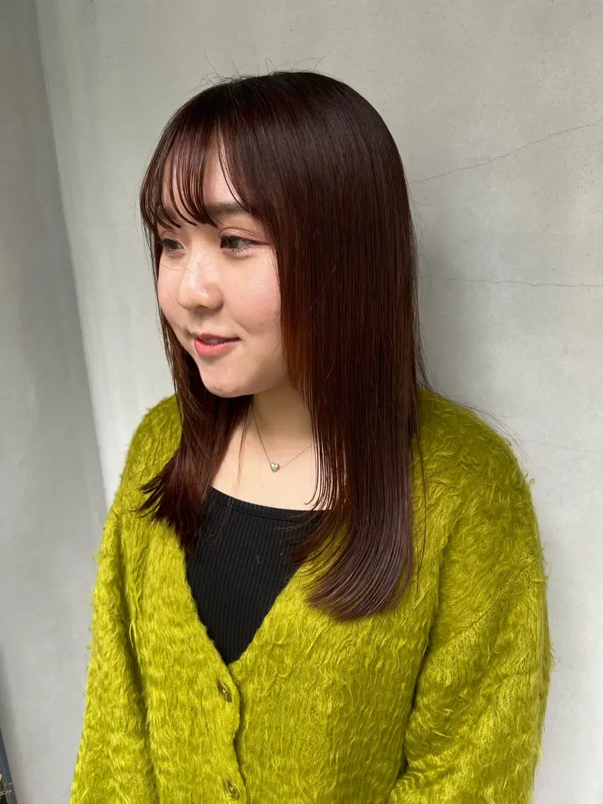 セミロング カラー ブラウンカラー オレンジ オレンジブラウン カット ヘアカラー トリートメント ENIF 大島 芽生のヘアスタイル