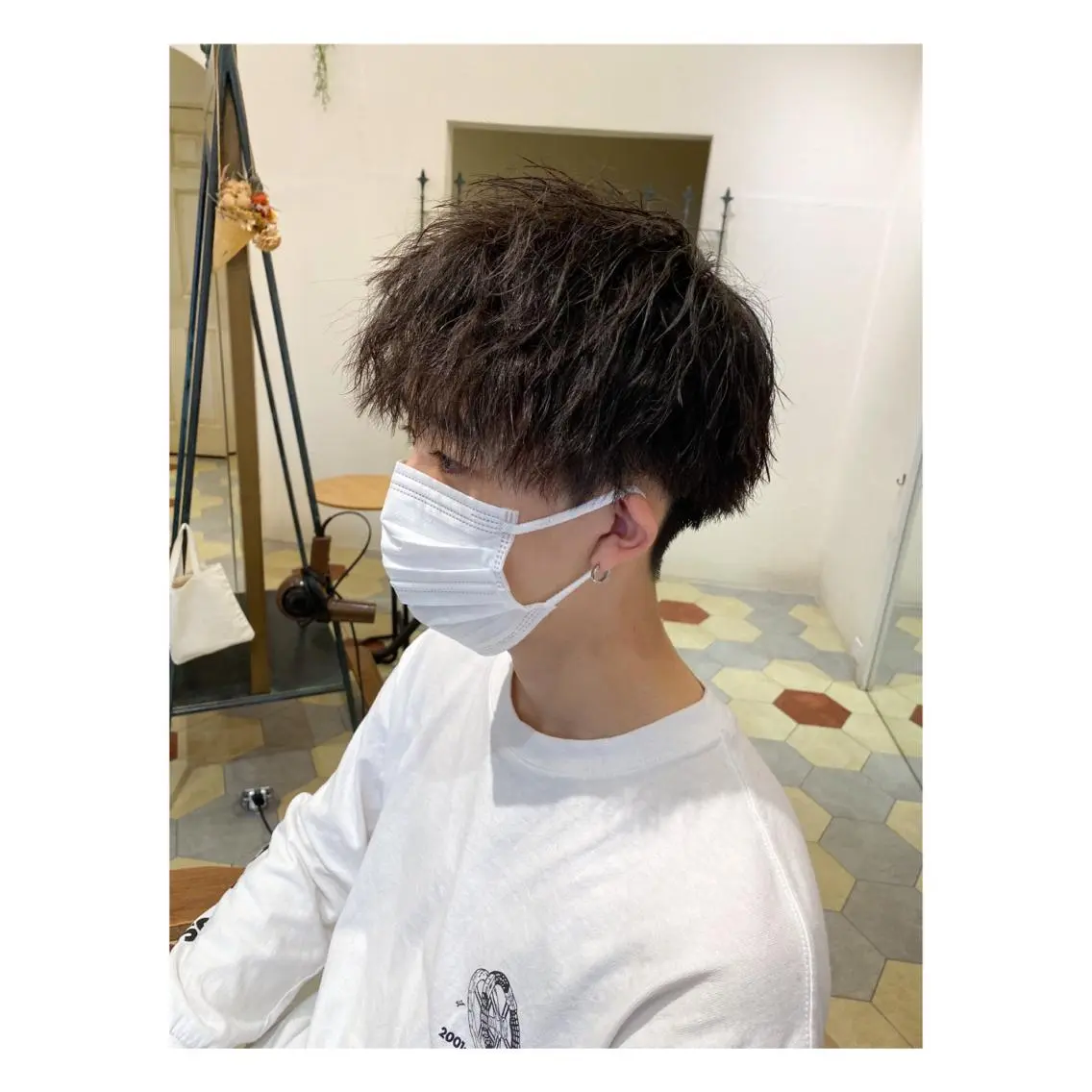 ミディアム パーマ メンズ カット パーマ 菊池大一 溝の口パーマのヘアスタイル