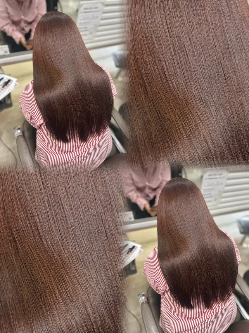 ロング カラー ボルドーカラー ブラウンカラー カット ヘアカラー トリートメント 髪質改善🎀うる ツヤカラー🩷きららのヘアスタイル
